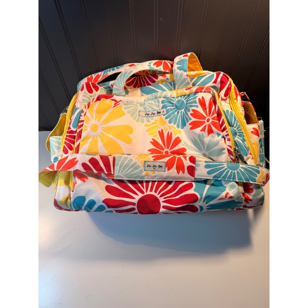 Ju-Ju-Be Be Prepared Diaper Bag Drip Drops Floral Multi-Color Large Travel Tote